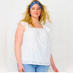 NWT- LC Lauren Conrad PLUS Ruffled Squared Swing Tank Top